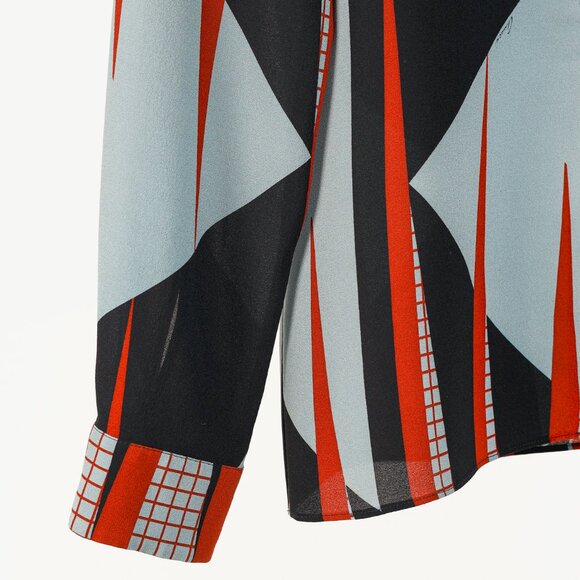 Gucci PF/15 Dusty Avio Triangle-Print Silk Shirt - Picture 6 of 10